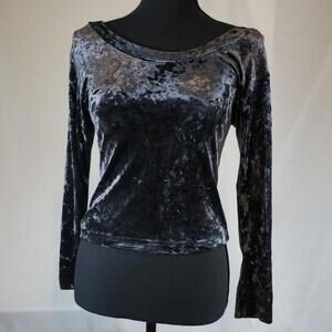 OP Andersson Crushed Black Velvet Long Sleeve Gothic Top